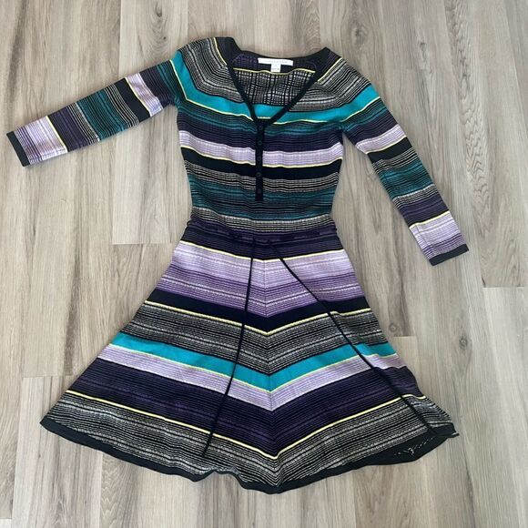 Revolve Diane Von Furstenberg P XS Striped Knit Sweater Dress - Picture 1 of 10